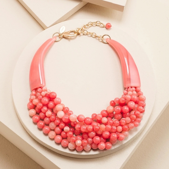TREND 2026 Chico's Necklace Bohemian Pink Nephrite Faux Coral Multi Beaded - Picture 3 of 8
